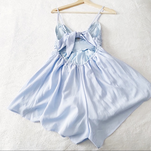 NWT Fashion Nova Light Blue Crocheted Chest Romper - Picture 10 of 12